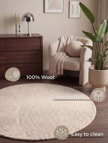 Hanse Home, Kusový koberec Calmio 106220 Natural White kruh, 150x150 (priemer) kruh, biela, obývacia izba