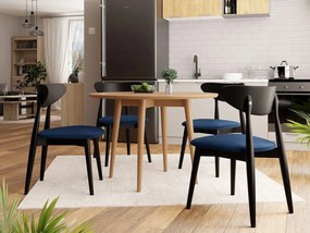 Okrúhly stôl Vidariko FI 100 so 6 stoličkami ST80 01, Dostupné poťahy: Magic Velvet 2216, farebné prevedenie stola v dreve: Prírodná, farebné prevedenie stoličky v dreve: čierna