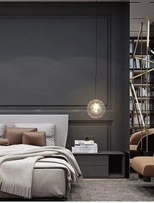 Toolight Rea, Sklenené guľové závesné stropné svietidlo 15cm APP1682-1CP, OSW-04302