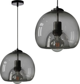 Toolight - závesné sklenené svietidlo s dymového skla E27 60W APP1027-1CP, čierna, OSW-01154