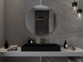 Mexen Loft, okrúhle kúpeľňové zrkadlo 90 cm, farba rámu zlatá lesklá, 9850-090-090-000-50