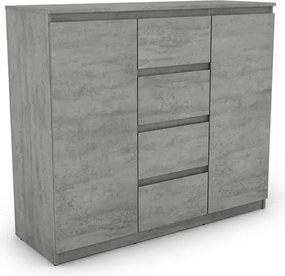 Široká komoda so 4 zásuvkami Carlos, šedý betón, 120 cm