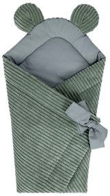 Zelená menčestrová detská zavinovačka 35x65 cm – Meowbaby