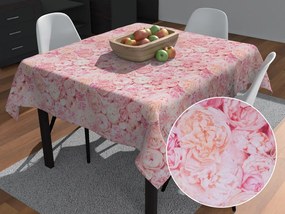 Biante Dekoračný štvorcový obrus Leona LN-086 Ružové a krémové pivonky 80x80 cm