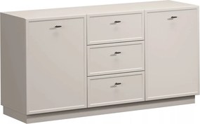 Komoda Lorini 150 cm so zásuvkami - kašmír / čierne úchytky T-bar