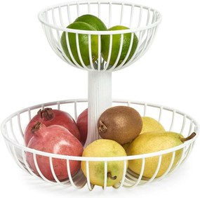 Zeller Present Stojan na ovocie, 2 misy, kovový, biely FONTANA
