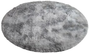 Sivý okrúhly shaggy koberec Ombre Rozmer: 90 cm