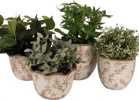 Béžový keramický obal na kvetináč s lúčnymi kvetmi Monnia M - Ø 14*14 cm
