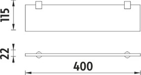 Nimco Polica bez ohrádky, 40 cm BORMO - BR 11091B-40-26