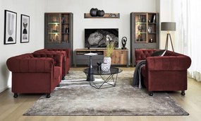 Pohovka Chesterfield, červená látka