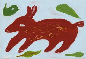 Moikka Plagát Red Animal and Little Bird by Ojuna Njama Petersen 30x40
