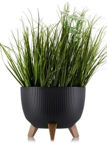 PLASTOVÝ KVETINÁČ ROSA LINEA ECO SADA 2KS 15X24,3 CM+18,3X29,2 CM ČIERNA