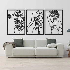 Trojdielna nástenná dekorácia ženy – Moderné art umenie | SENTOP HDF0480