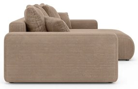 Béžová menčestrová rozkladacia rohová pohovka s úložným priestorom (variabilný roh) Luma – Ropez