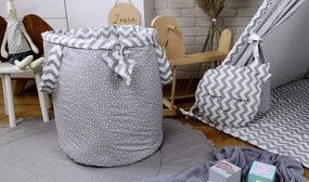 Detský kôš na hračky STARS - cik-cak šedý