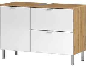 Biela skrinka pod umývadlo s dubovým dekorom Germania Mauresaa, šírka 80 cm