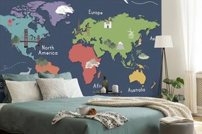 Tapeta mapa sveta s dominantami - 150x100