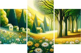 Obraz - Dedina v žlto-zelenej (90x60 cm)