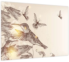 Sklenený obraz - Kolibríky (70x50 cm)
