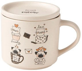 Oranžové/béžové porcelánové hrnčeky v súprave 2 ks 350 ml Cats – Brandani