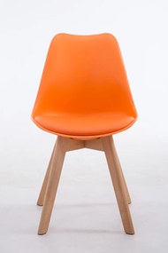 Stolička Borne V2 - plast / koženka drevené nohy natura - Oranžová