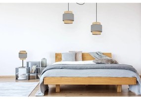 Stolná lampa Boho, 1x jutové/sivé textilné tienidlo