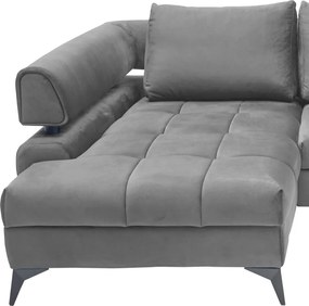 Rohová sedacia súprava Paris, stredne šedá látka, ľavý roh