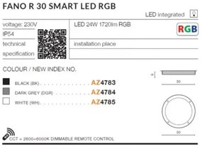 Vonkajšie stropné LED svietidlo Fano R 30 Smart biele