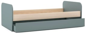 Sivozelená detská posteľ v dekore borovice s výsuvným lôžkom s úložným priestorom s roštom 90x200 cm Esteban – Marckeric