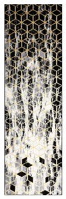 Koberec / Behúň GLOSS 409A 82 glamour, art deco čierny / sivý / zlatý