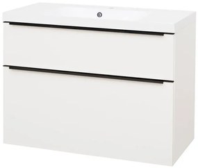 Mereo Mereo, Mailo, kúpeľňová skrinka s umývadlom z liateho mramoru 101 cm, čierne madlo, MER-CN512MB