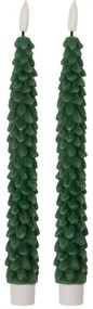 Set 2ks zelená úzka sviečka stromček Led Candle - Ø 2*25 cm / 2*AAA