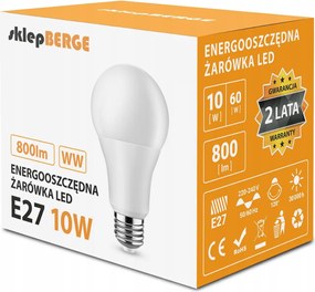 BERGE LED žiarovka - E27 - 10W - 800Lm - teplá biela