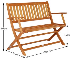InternetovaZahrada Skladacia lavička 120 cm  - eukalyptus