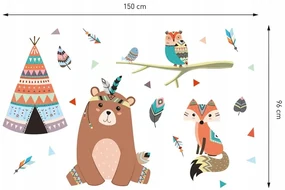 domtextilu.sk Nálepka na stenu s indiánskym motívom 150 x 96 cm