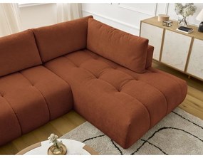 Rozkladacia/s úložným priestorom rohová pohovka v tehlovej farbe (pravý roh/do tvaru "U") Fuji – Bobochic Paris