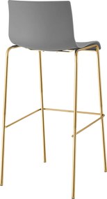 Sada 2 ks barových stoličiek Hoover plast, zlaté nohy - sivá