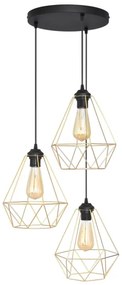 Luster na lanku KARO 3xE27/15W/230V zlatá/čierna