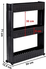 Pojazdný regál LEIRA 3 police čierny