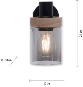 JUST LIGHT. 11311-18 -Nástenné b. svietidlo PASQUAL 1xE27/40W/230V čierna/gumovník