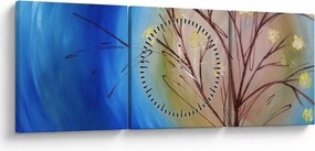 Obraz - Strom zakrývajúci slnko (s hodinami) (90x30 cm)