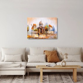 Sklenený obraz - Maľovaná mestská pamiatka (70x50 cm)