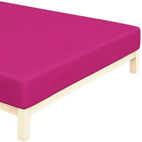 Bavlnené jersey napínacie prestieradlo na jednolôžko - 90 x 200 cm - sýto ružové