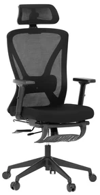 Ergonomická kancelárska stolička ZANE s podnožkou — sieťovina/látka, čierna