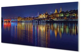 Obraz na akrylátovom skle Varšava mesto noc rieka most 125x50 cm