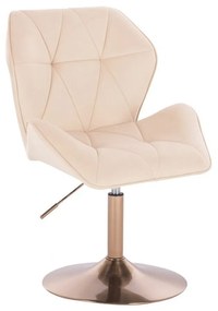 LuxuryForm DESIGN Stolička MILANO MAX VELUR na zlatom tanieri - krémová