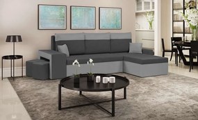 Rozkládací rohová sedací souprava NEVADA Šedá + 2 Taburety
