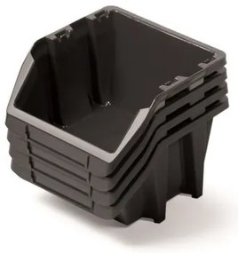 Sada 4 úložných boxov po 27,2 × 23,8 × 16 cm, čierna