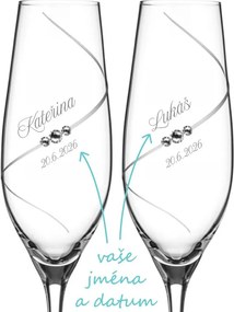 Svadobné poháre na sekt Diamante Silhouette s kryštálmi Swarovski 2 ks