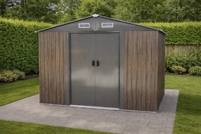 Záhradný domček BestBerg BBSH-1208WT / 10,1 m² / 389 x 260 x 202 cm / dekor tmavé drevo/taupe